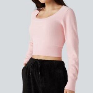 HALARA Pink Long Sleeve Cropped sweater